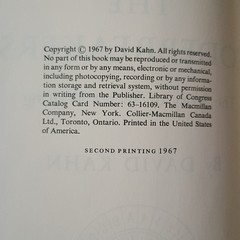 The Codebreakers – 1967 Hardcover by David Kahn – 1st Edition 2nd Printing HC/DJ